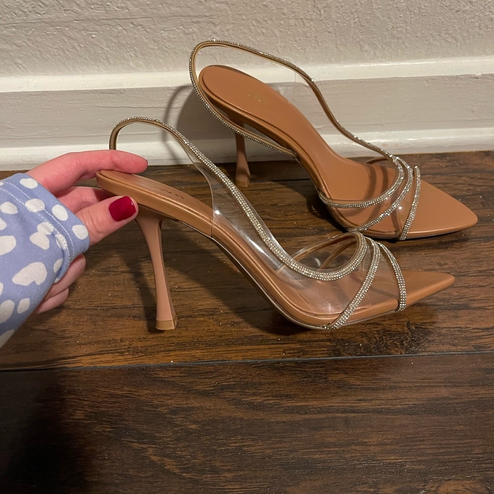 Zara Tan Strappy Stone Women's Heels